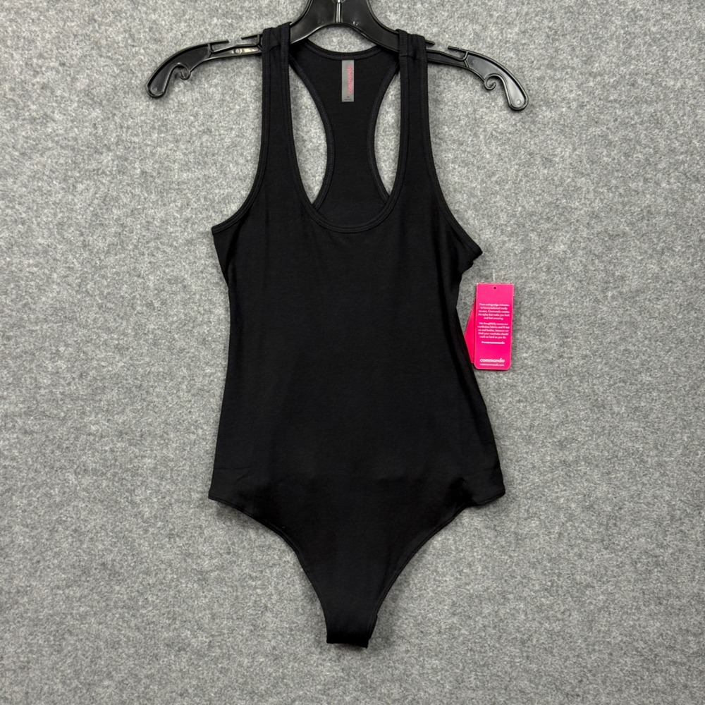 Commando Lux Rib Racerback Bodysuit Black RIB404 Womens Size Medium NEW